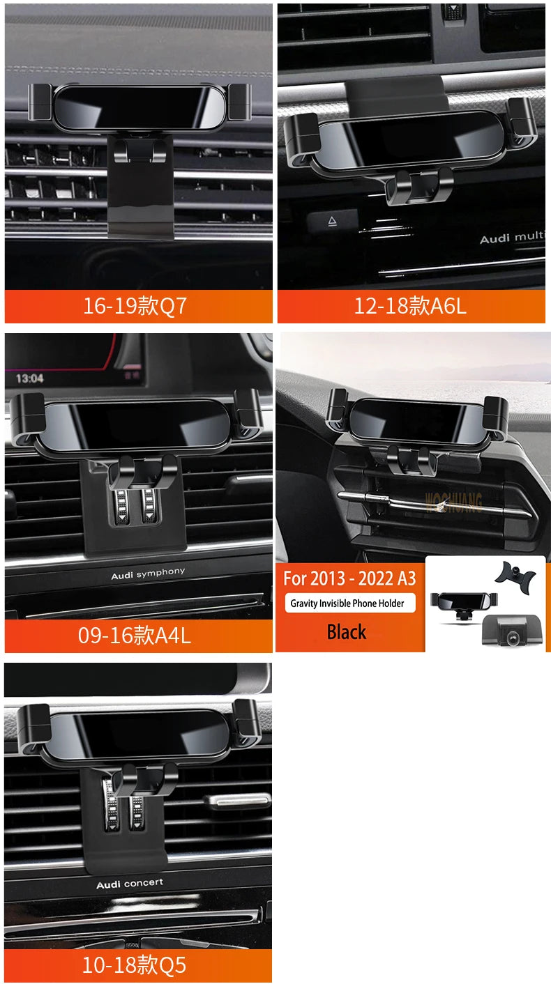 Car Phone Holder For Audi A6 A7 2012-2022 C7 C8 PS Special Gravity Navigation Mobile Phone Bracket 360 Degree Rotating Stand