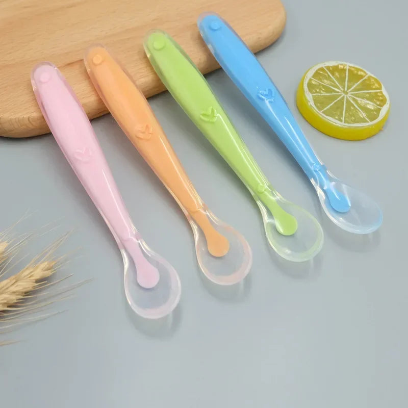 1/2Pcs Silicone Spoon Set Baby Learning to eat Training Spoon Baby Silicone Soft Spoon PP Plastic Box Children's Tableware Box