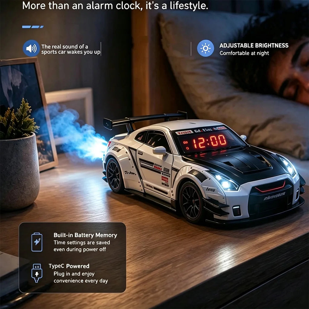 Simulated Sports Car Alarm Clock Adjustable Engine Roar Sound With Mist Sprayer Creative Desktop Ornament ﻿ ﻿ ﻿ ﻿ ﻿ ﻿ ﻿