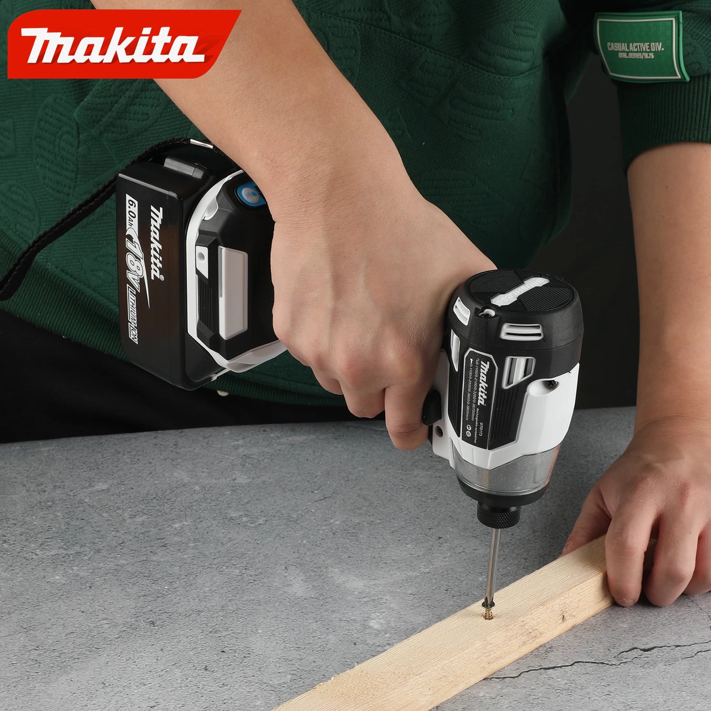Makita DTD173 black and white brushless screwdriver, rechargeable electric screwdriver, auto repair impact screwdriver