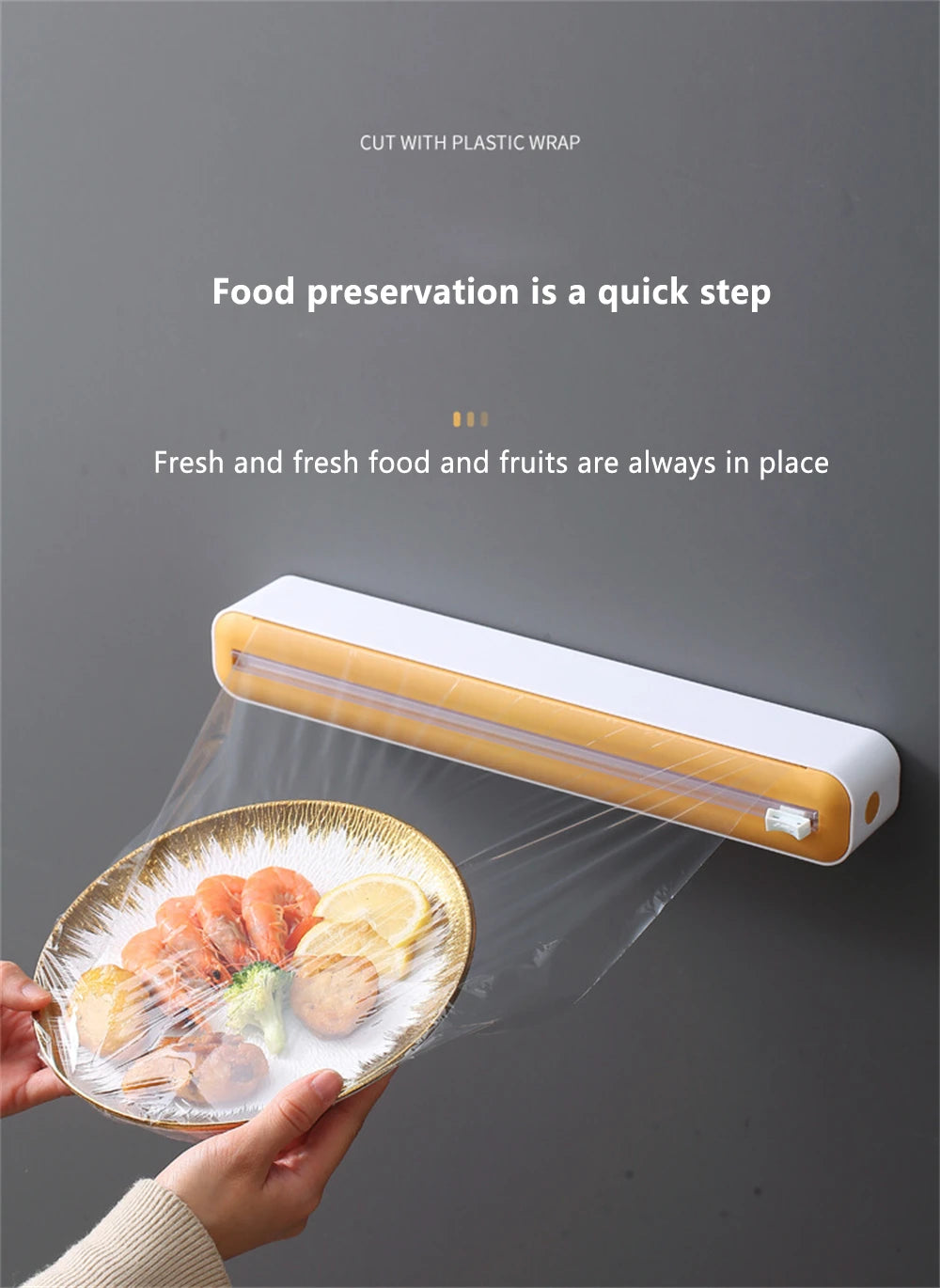 2023 Food Film Dispenser Magnetic Wrap Dispenser With Cutter Storage Box Aluminum Foil Stretch Film Cutter Kitchen Accessories