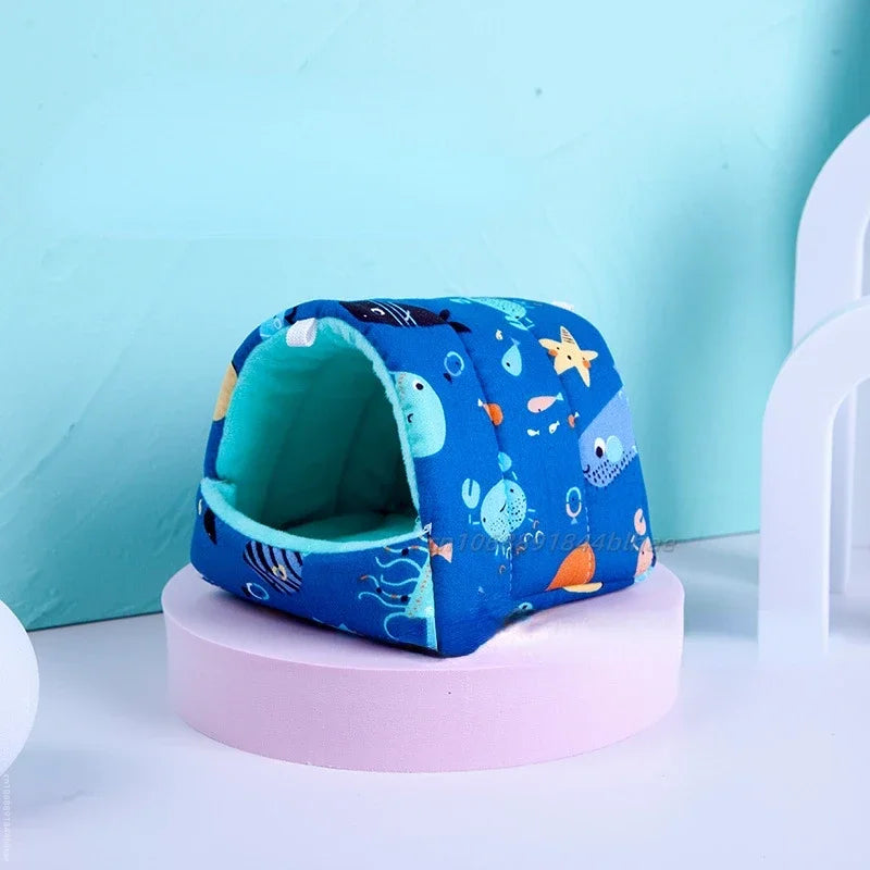 Cute Small Animal Sleeping Bed Rabbit Squirrel Guinea Pig Nest Hamster House Winter Colorful Mini Cage Comfortable Soft Warm Mat