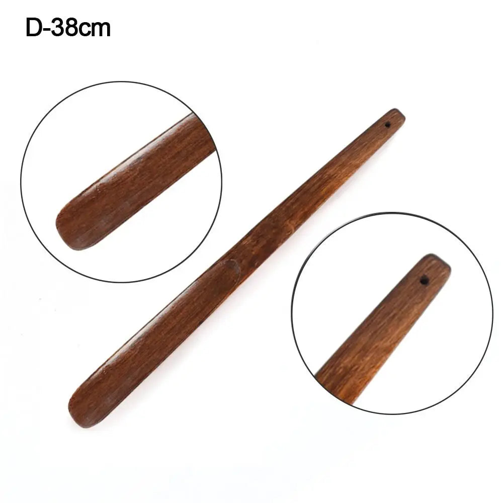 Portable Wooden Shoe Horn Easy On Off Long Handle Hanging Loop Without Bending Over Shoe Horn For Seniors Pregnant Women