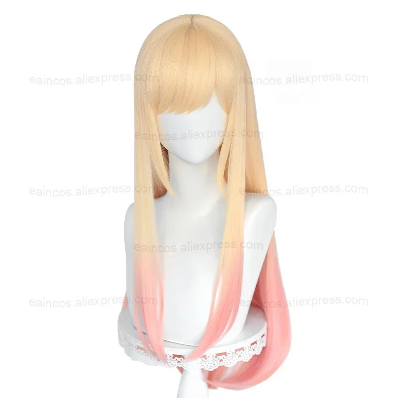 Anime Marin Kitagawa Cosplay Wigs 80cm Long Straight Pink Dyed Gradient Heat Resistant Synthetic Hair