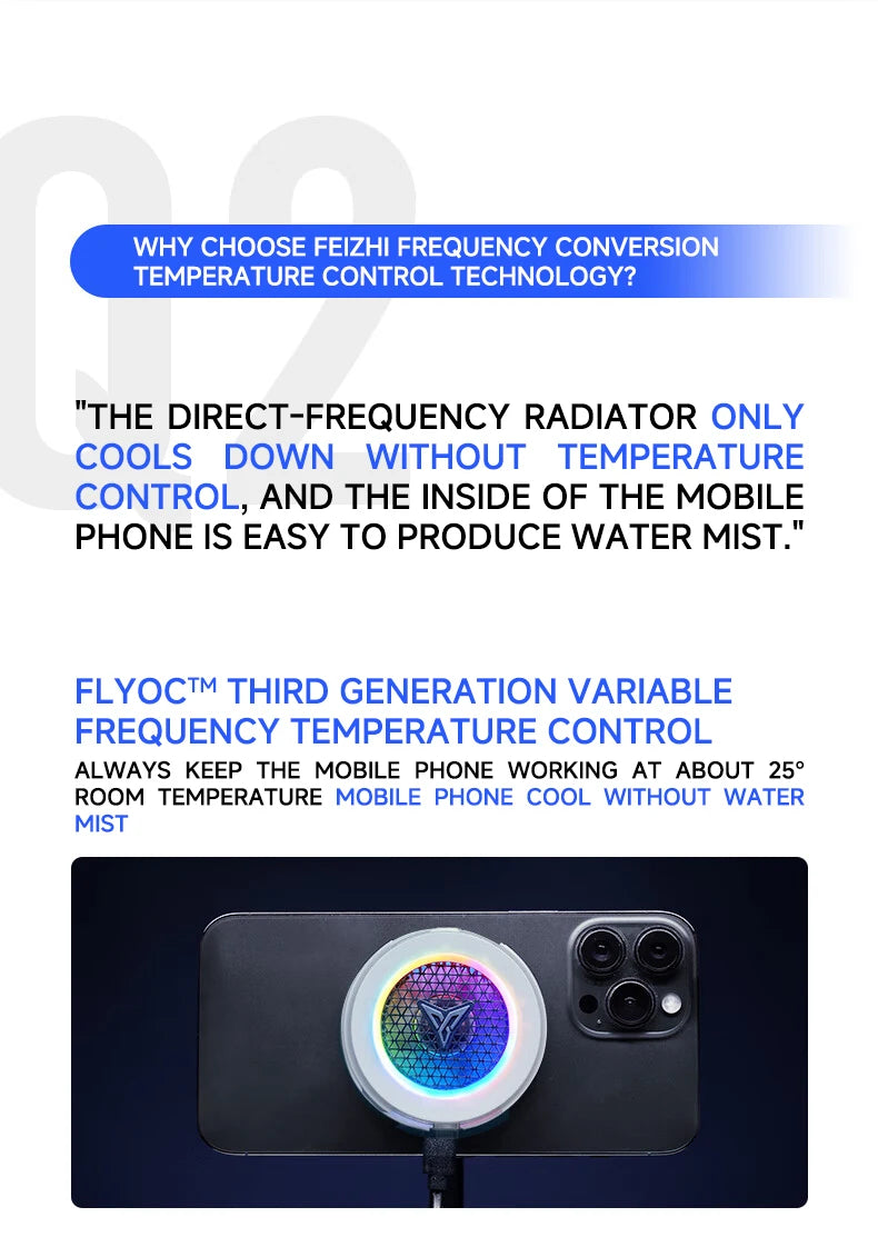Flydigi B7X Cellphone Cooler Frequency Conversion Super Heat Dissipation Magnetic Radiator RGB Light For Iphone Ipad Android