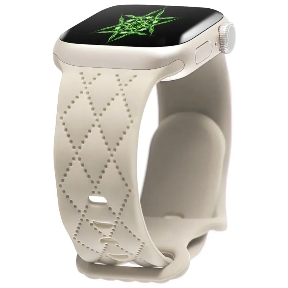 Engraved Silicone strap For Apple Watch Band 42mm 44mm 45mm 41mm 49mm 40mm bracelet correa iwatch Series 8 9 SE 7 6 5 4 3 Ultra