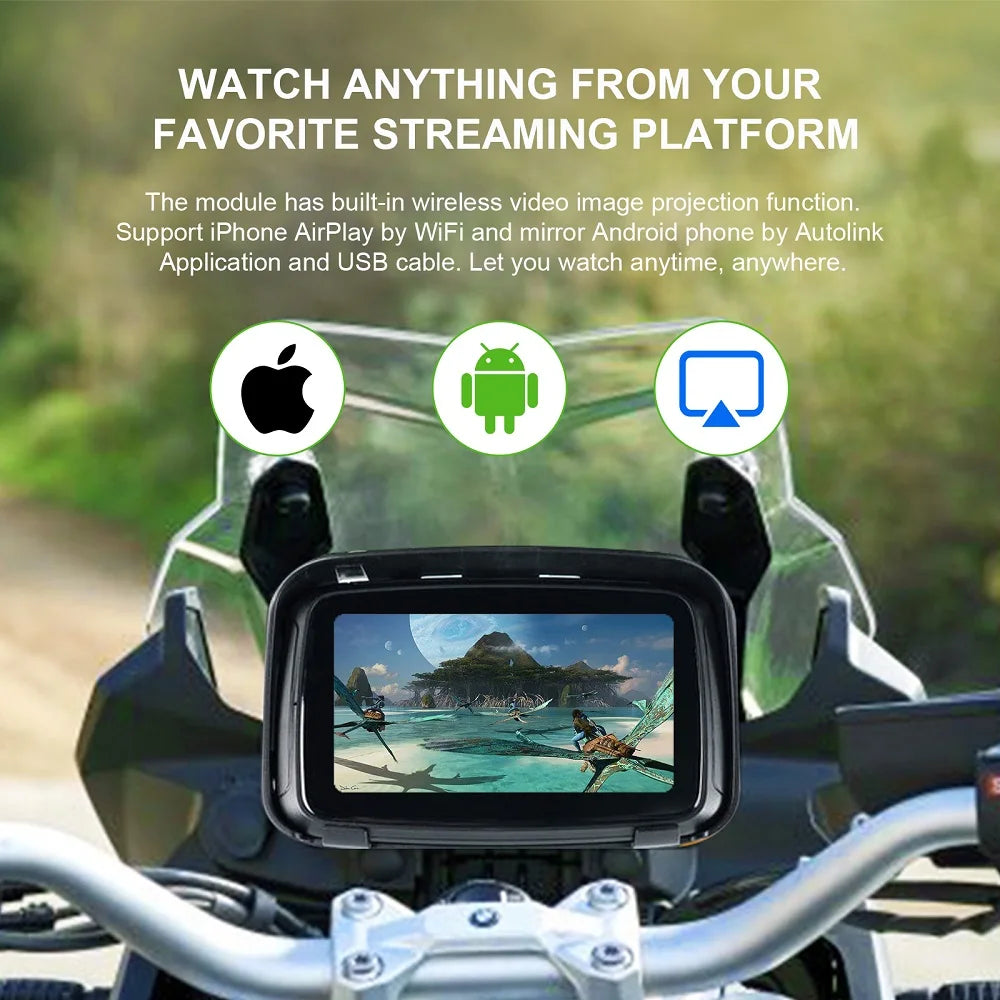 5 Inch Motorcycle Bike Carplay Android Auto Screen Waterproof Wireless Apple Carplay Touch Screen Moto CarPlay IPX7
