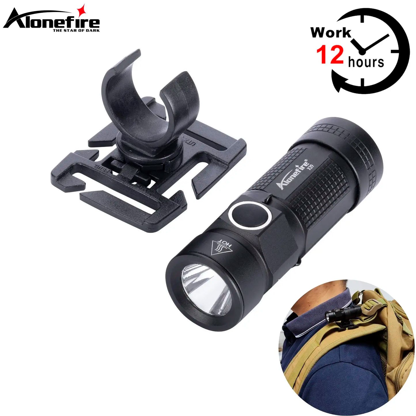 Clearance_360 Swivel U Ring Clip XPG LED Portable Mini Flashlight 12 Hours Work Outdoor Backpack Hat Pocket Hiking Torch C123A B