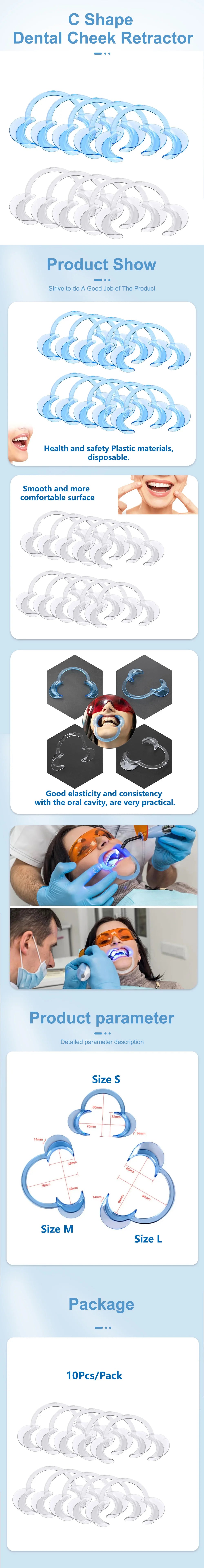 10Pcs/Pack Dental Cheek Retractor C Shape Teeth Whitening Intraoral Cheek Lip Opener Dentist Orthodontic Tool Clear White Blue