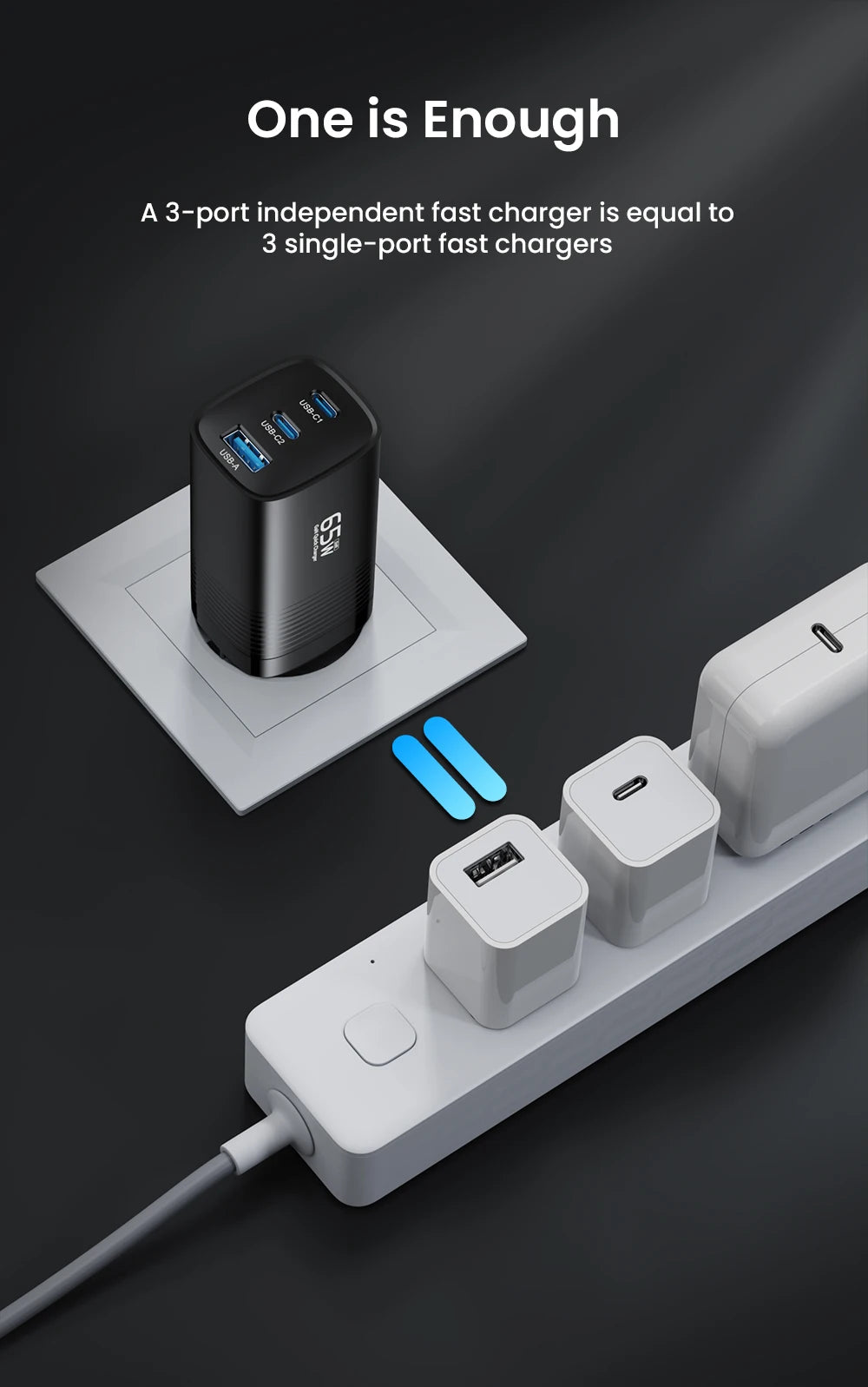 ASOMETECH GaN USB Type C Charger 65W 45W PPS PD QC4.0 Quick Charger For Macbook Laptop IPAD Tablet iPhone 16 Samsung S23 Ultra