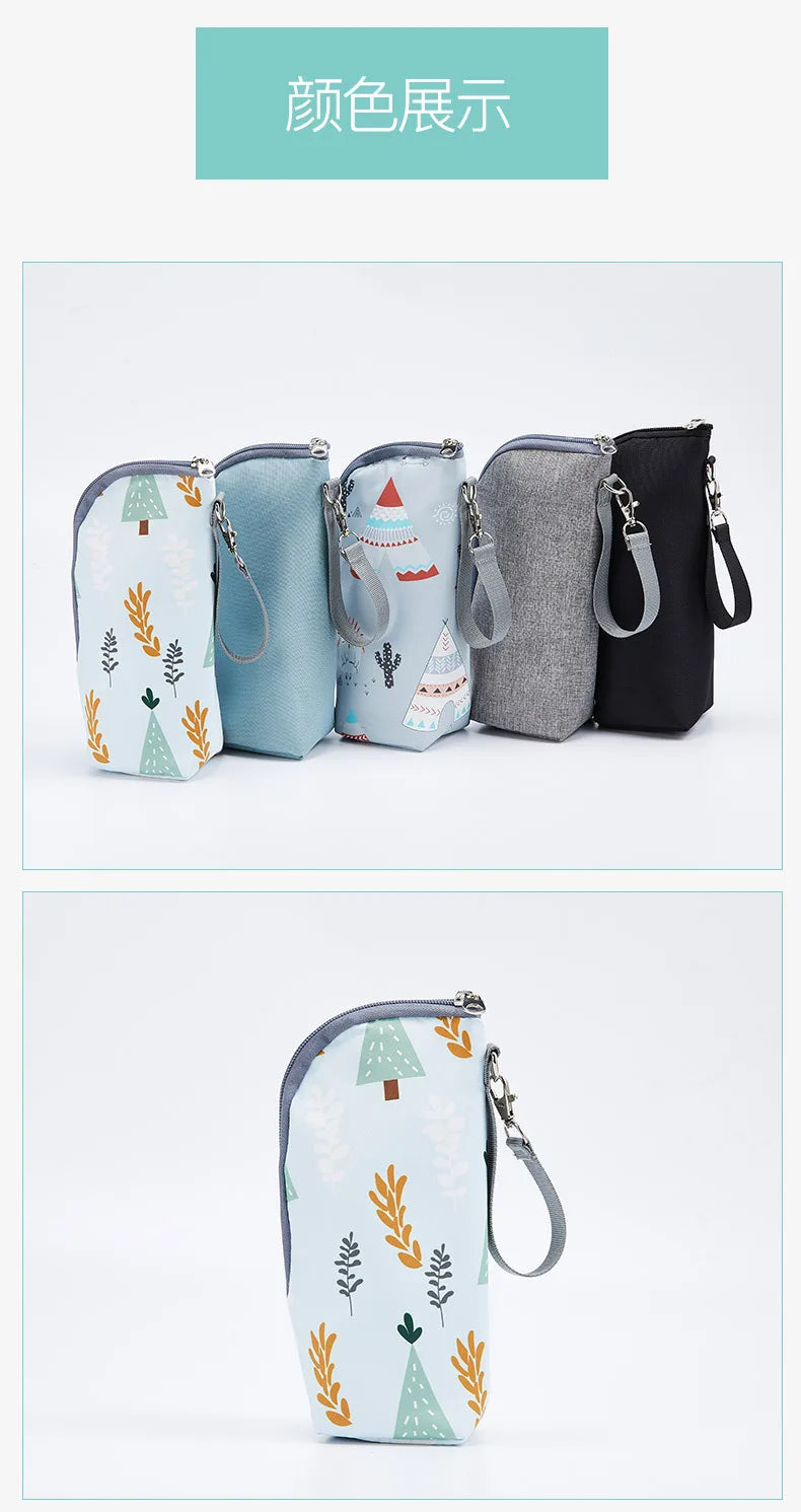 Baby Bottle Bag Bottle Warmer Baby Feeding Aluminum Mold Insulation Outing Stroller Hanging Bag For Storage Cups Drinks