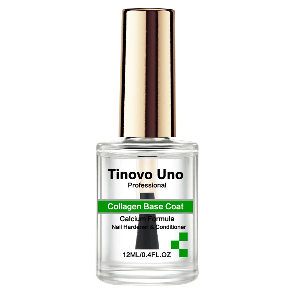 Tinovo Uno Collagen Base Coat Normal Nail Polish Clear Base Oil Air Dry Nail Hardener Strengthener Manicure Birttle Nails Care
