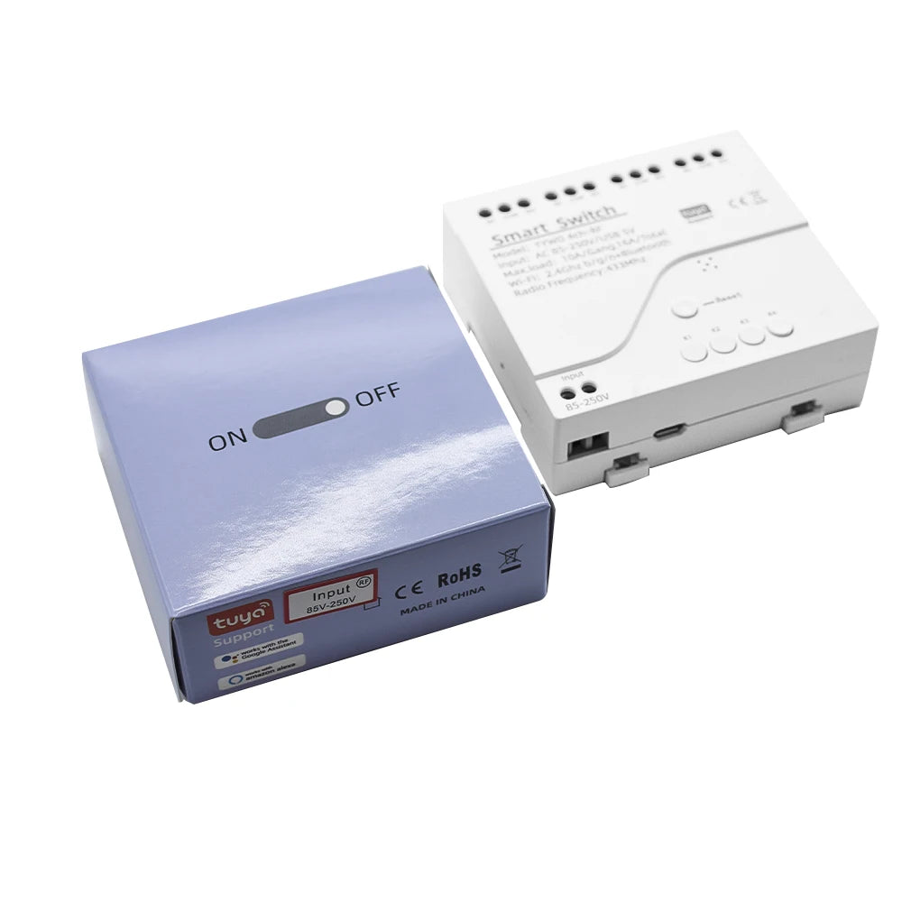 Tuya Smart 4 Channel WiFi RF Momentary Inching Relay Self-Lock Switch Module,DIY WiFi Garage Door Controller, Alexa Google Home