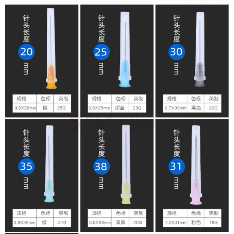 25pcs 18G 25G 27G 30G 31G 32G 34G Disposable Sharp Needle for Hyaluronic Acid Sterile Stainless Steel Tattoo Needles