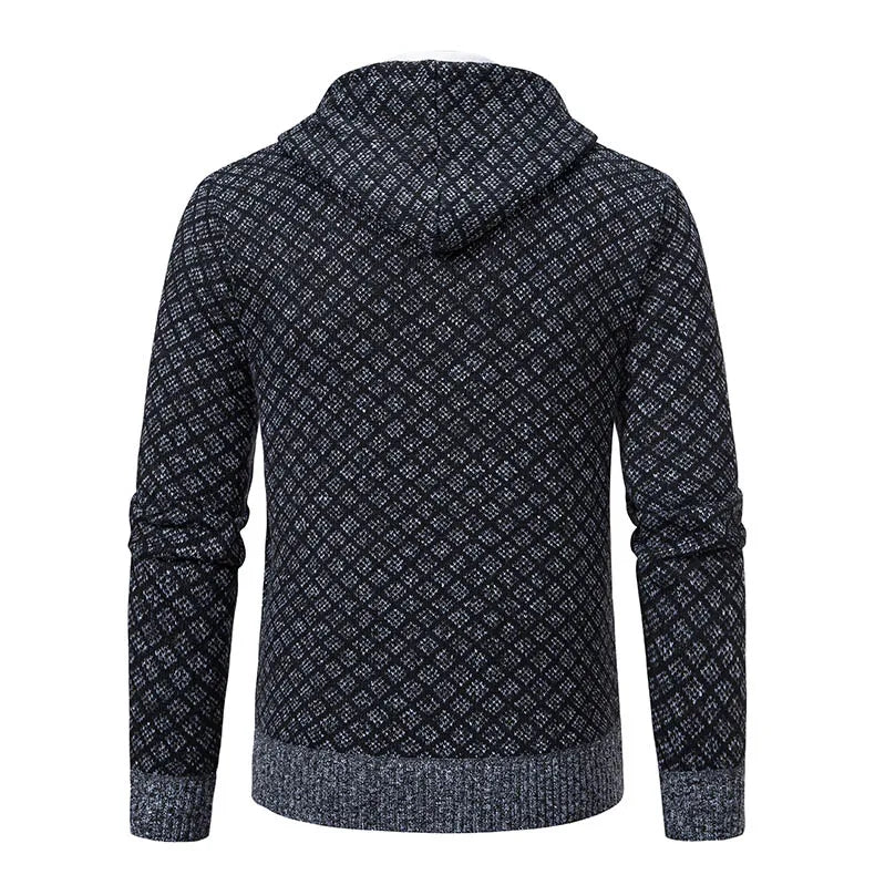 Men's Winter Knitted Sweaters Zip Up Knit Cardigan Casual Hooded Outwear Mens Sweater Coat Versatile Top Clothes