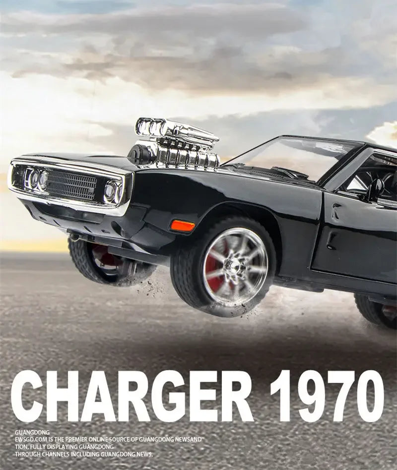 New 1:24 Challenger 1970 Fast & Furious 7 Alloy Car Model Diecasts Toy With Sound and Light Vehicles Decoration Toy For Kid Gift