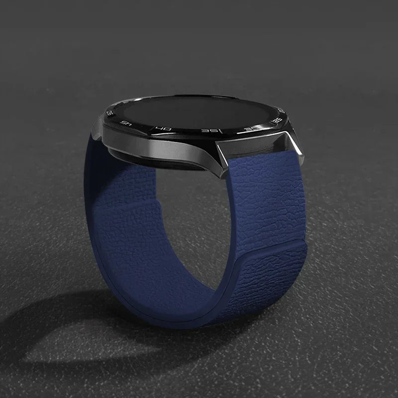 Magnetic Loop Strap For Samsung Galaxy Watch 7/6/5/4 Classic Silicone Lychee pattern 18mm 20mm 22mm Bracelet HUAWEI GT3-4-5 Band