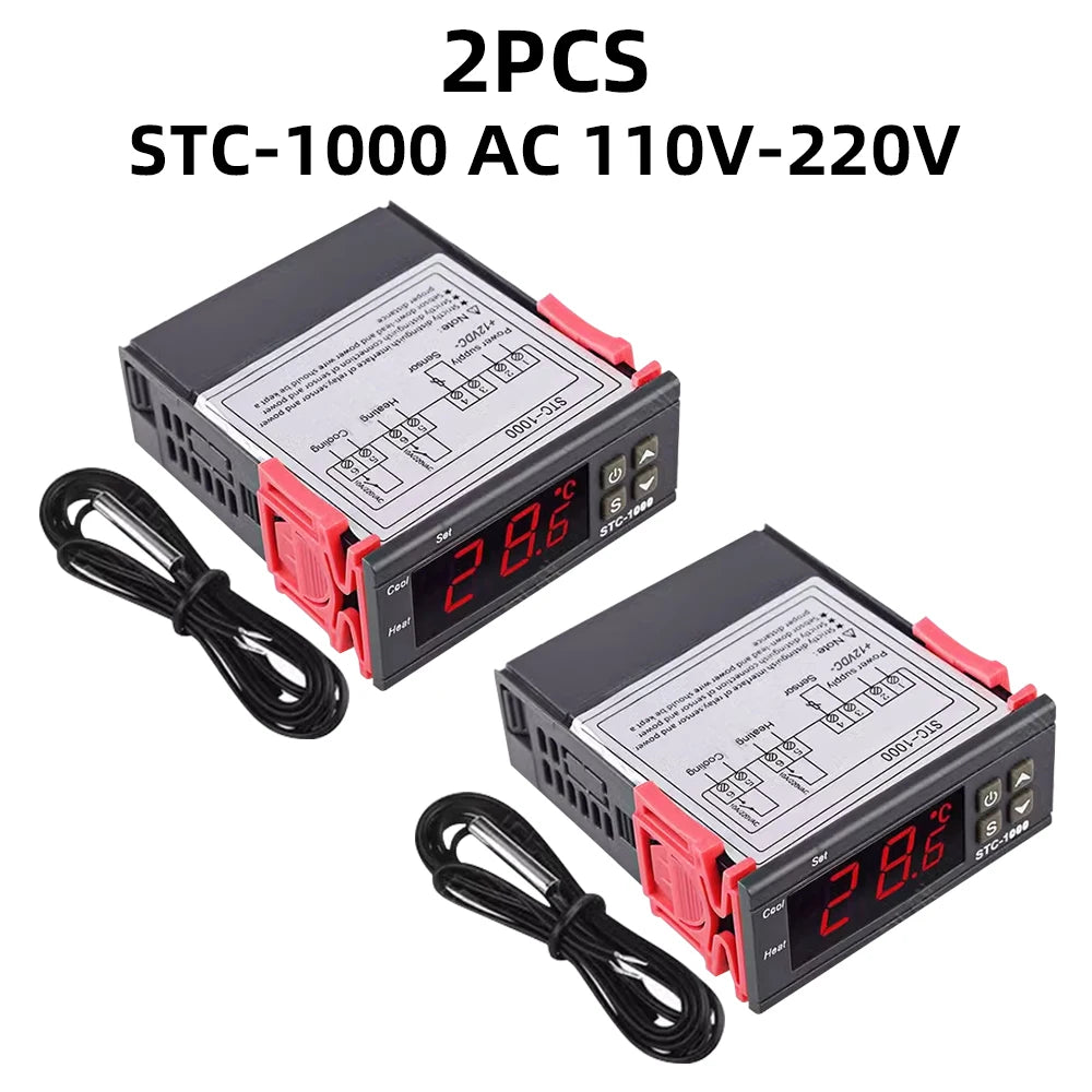 STC-1000 Digital LED Temperature Controller Centigrade Thermostat Heating Cooling 2 Relays Output NTC Sensor Probe AC 110-220v