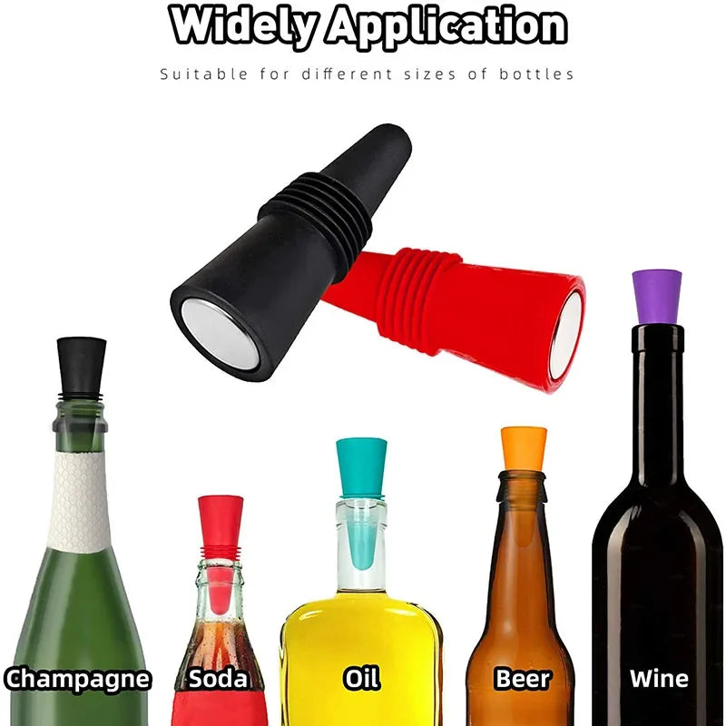Silicone Wine Bottle Stopper Set Whisky Accessories Leak Proof Beer Champagne Cap Closer Wine Cork Plugs Lids Kitchen Bars Tools