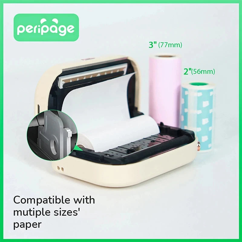 PeriPage A3X Mini Portable Photo Sticker Printer 203dpi BT Wireless Mobile Thermal Printer Receipt Label Maker Support