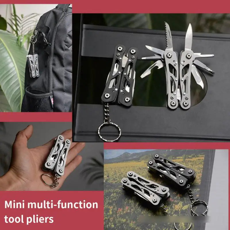 14 In 1Outdoor Mini Folding Muilti-functional Plier Clamp Keychain Outdoor Hiking Tool Pocket Multitools Knife Outdoor USB Mosqu