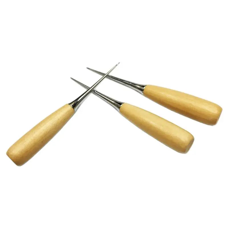 1~10PCS Wooden Handle Awls Leather Tent Sewing Awl Shoes Repair Tool Hand Stitcher Leather Craft Awl Punch Hole Leather