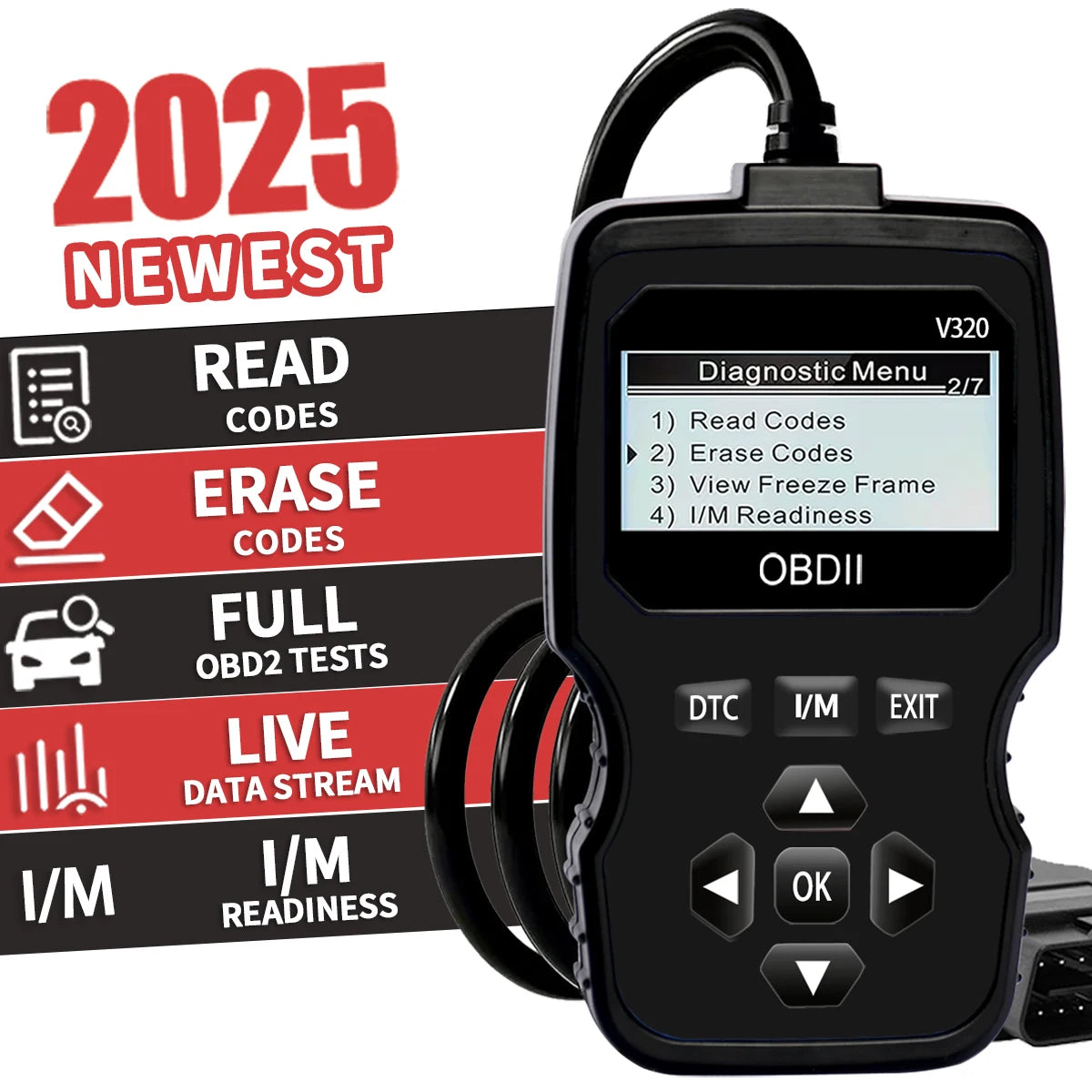 Advanced Car Diagnostic Scanner 2025 Model - Rapid Obd2 Fault Code Reader, Suitable for All Vehicles, a Professional Obdii Tool, Ergonomic Design, High-Quality Connector, Reliable Diagnosis, Compact and Compact, Suitable for