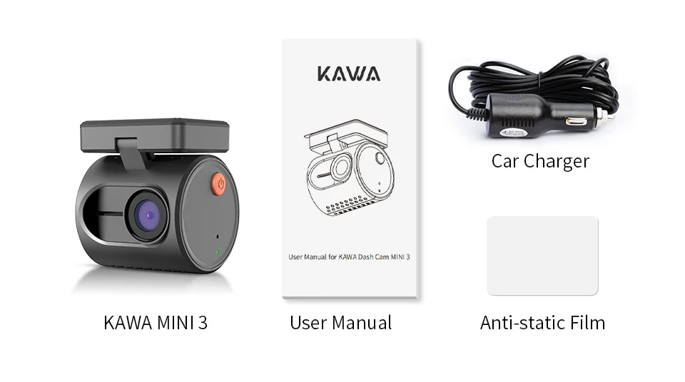 2K Mini Dash Camera For Car DVR Dash Cam KAWA MINI 3 Video Recorder Emergency Voice Control Night Vision WiFi APP Monitor WDR