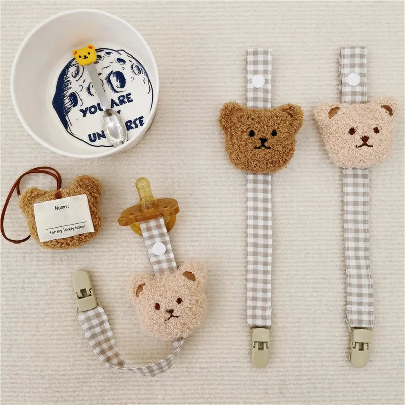 Cute Bear Baby Pacifier Clip Chain Dummy Holder Soother Pacifier Clips Strap Nipple Holder Infant Feeding Babies Accessories