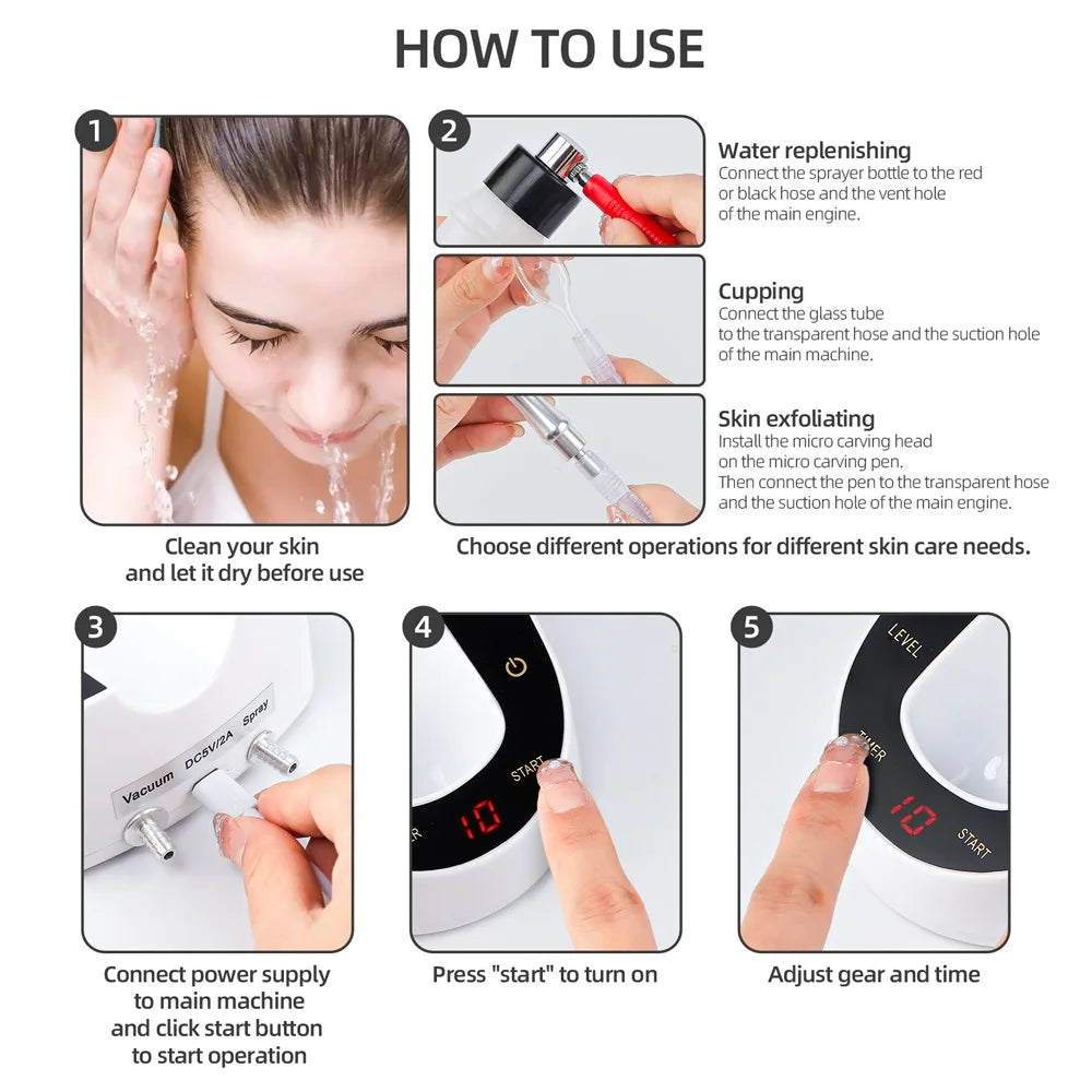 Home Use Facial Diamond Microdermabrasion Machine Face Peeling Beauty Machine Skin Exfoliation Pore Deep Cleaning SPA Skin Care