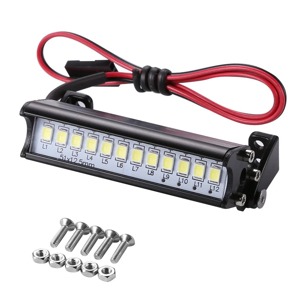 Universal 55mm 12 LED Hight Bright Light Model Truck Roof Lamp Bar for 1/10 RC Climbing Car Model Accessories