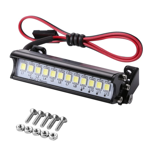 Universal 55mm 12 LED Hight Bright Light Model Truck Roof Lamp Bar for 1/10 RC Climbing Car Model Accessories