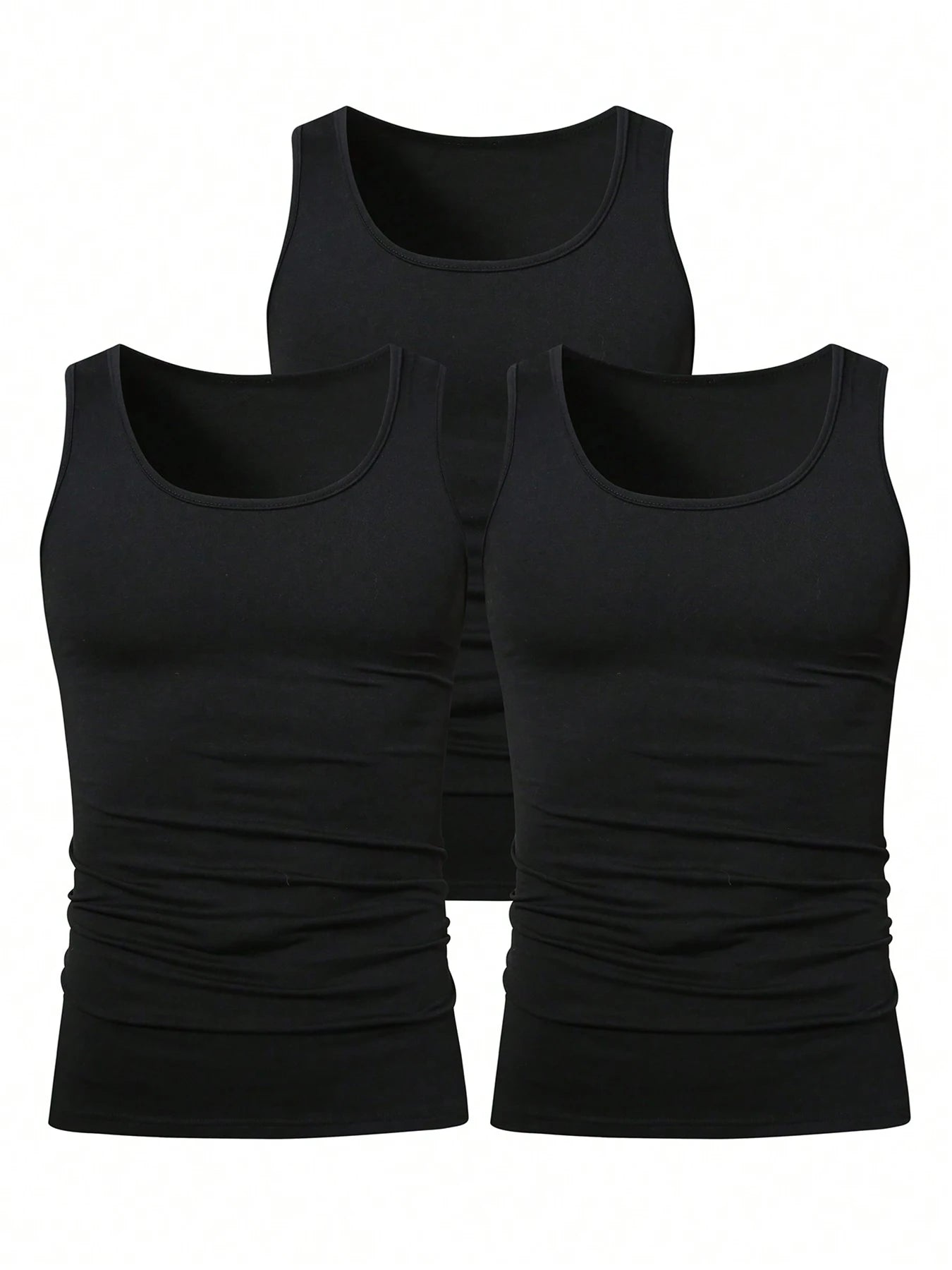 3pcs Summer Mens Sleeveless Tank Top Solid Vest Undershirts O-neck Gym Tees Trendy Versatile Slim Fit Men Casual Vest Tops