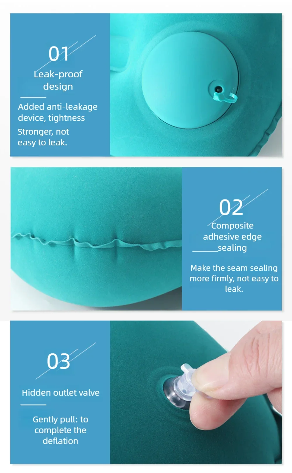 Camping Inflatable Pillow Outdoor Portable Pillow Pool Pillow LIghtweight Soft Car Pillow for Neck and Lumbar Support