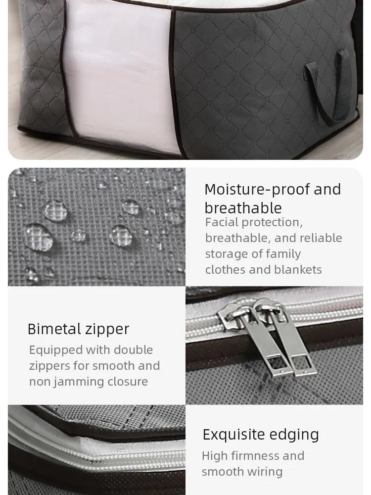 3pcs 6pcs Large Capacity Clothes Storage Bag Organizer With Reinforced Handle For Blanket Comforters Bed Sheets Pillows Toy