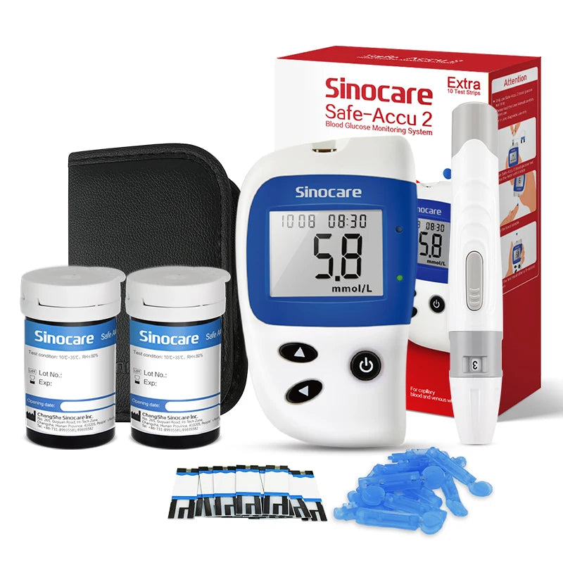 Sinocare Safe ACCU2 Blood Glucose Meter with Test Strips Glucometer Kit for Diabetes Home Blood Sugar Monitor for Diabetic (CE)