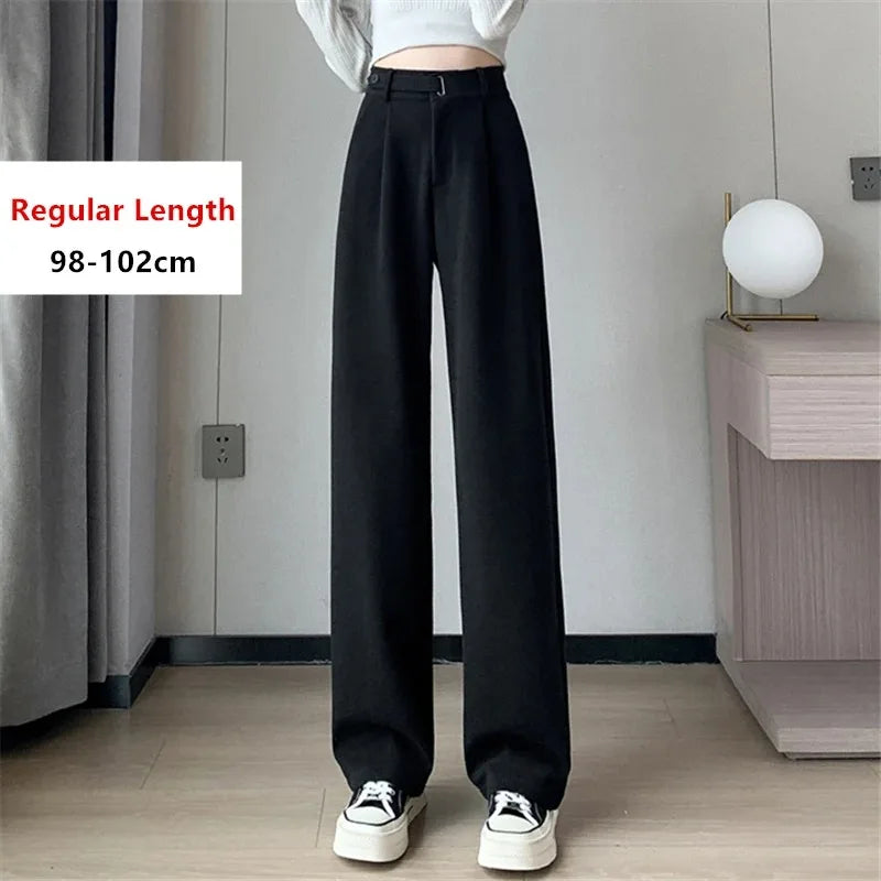 Fashion women's straight leg pants loose casual wide leg pants women straight leg small stylish senior all match all match pants