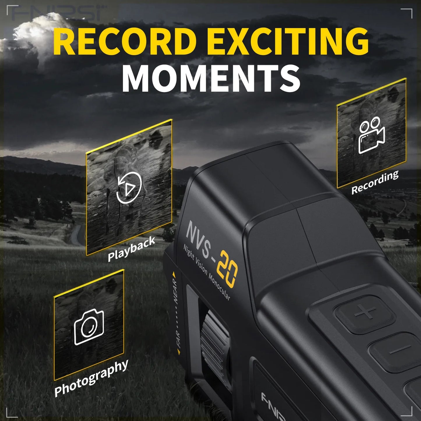 FNIRSI Telescope NVS-20 4K HD Monocular Night Vision Goggles 6X Digital Zoom 300m Hunting Camping Scope Day and Night Dual Use