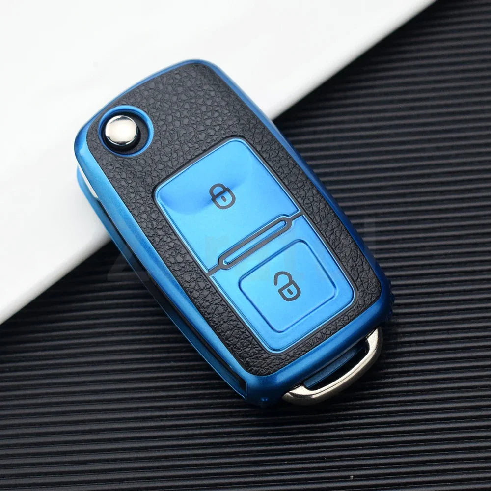 TPU Leather Car Key Cover Case Procted For VW Golf Bora Jetta POLO Passat Skoda Superb Octavia Fabia SEAT Ibiza Leon 2/3 Buttons