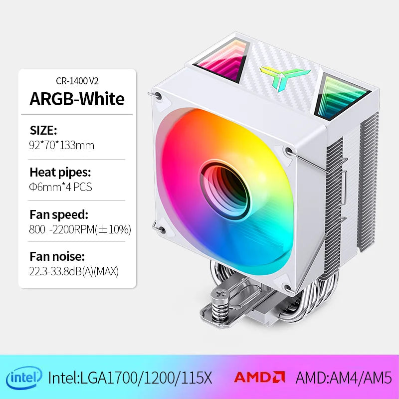 Jonsbo CR 1400 V2 CPU Cooler ARGB Quiet Fan 4 Heat Pipes Air Radiator for LGA1700 1200 115X AM4 AM5 PC Processor Heatsink Cooler