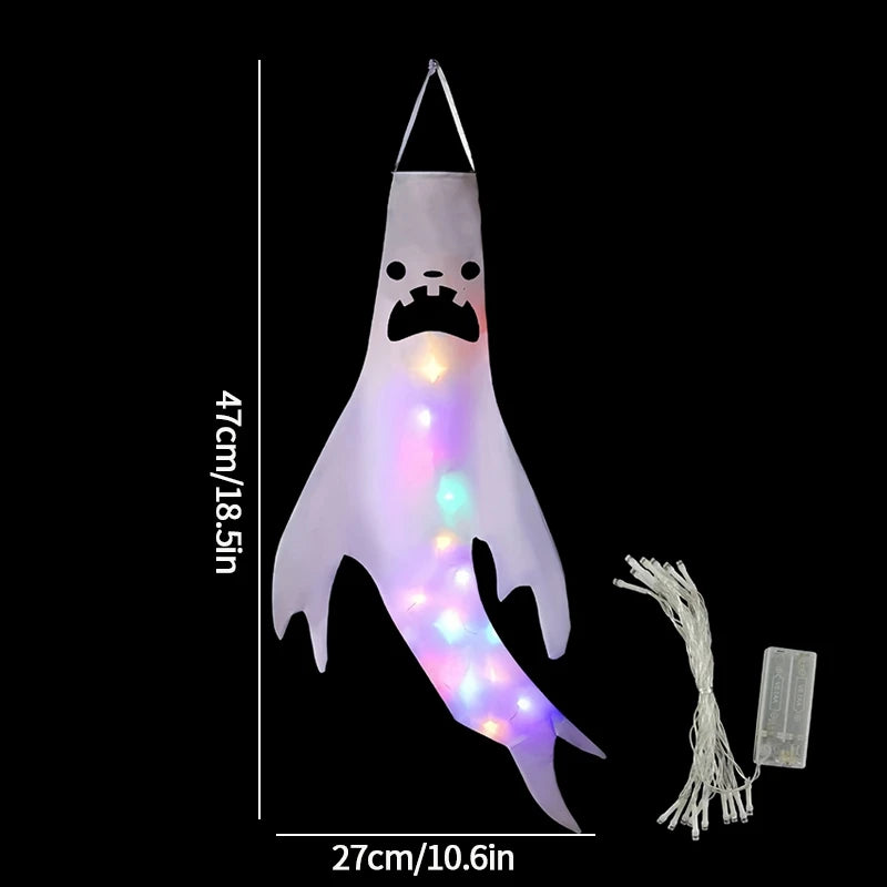 Halloween Ghost Hanging Decorations Glowing Ghost Windsock  Hanging Pendant for Outdoor Horry Hallow Day of The Dead Decoration