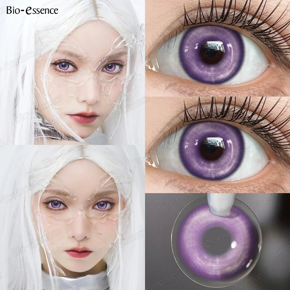Contact Lenses for Halloween 2PCS Colored Contact Lenses Cosplay Purple Lenses 1Yearl Fashion Color Beauty Lenses Bio-essence