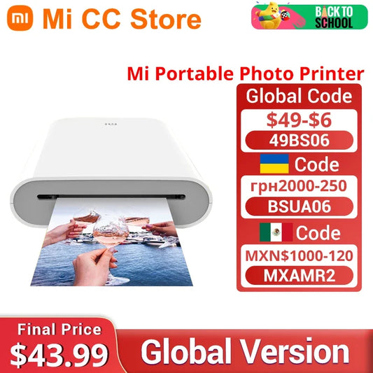 Global Version Xiaomi Mi Portable Photo Printer Support Mi Home APP AR Photo ZINK Thermal Pocket Mini Wireless Bluetooth Printer