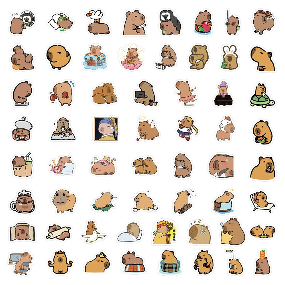 10/30/50/120pcs Kawaii Cartoon Capybara Sticker Decals Decoration DIY Phone Notebook Laptop Cute Kids Animal Sticker Toys Gift