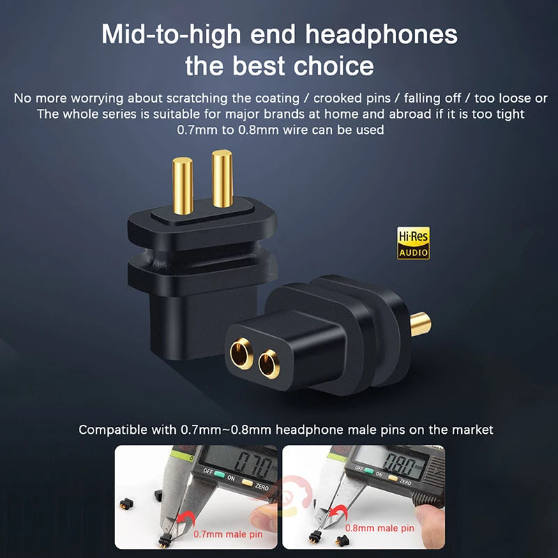 2 Pcs 0.78 Double Needle Socket UE QDC Custom Diy Earphone Repair Flat/Convex/Notch Female Socket Compatible 0.7-0.8 Male Pin