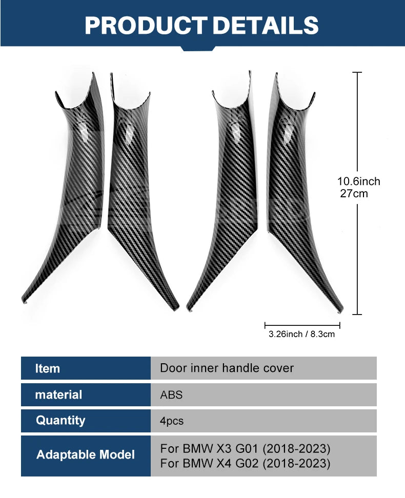 AIRSPEED for BMW X3 G01 X4 G02 2018-2023 Inner Window Lifting Switch Door Handle Pull Cover ABS Carbon Fiber Texture Accessories