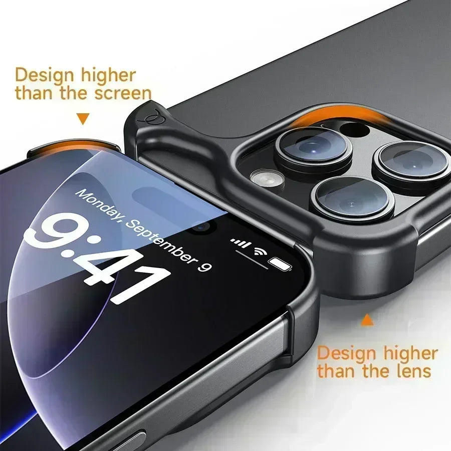 For iPhone Phone Minimalist Protective Shock Absorption Aerospace Grade Aluminum Shells Inlays Arc Pulse Aluminum metal Bumpe