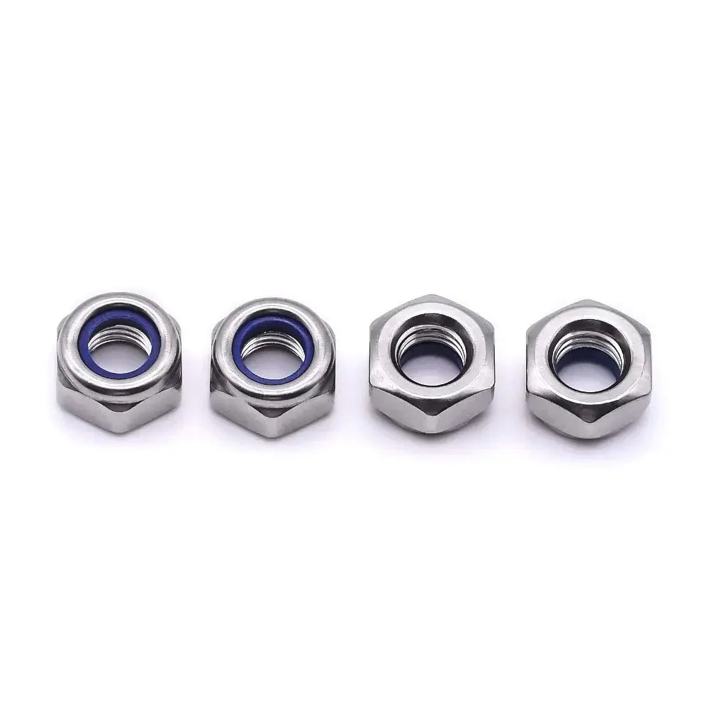 2-50pcs DIN985 M2 M2.5 M3 M4 M5 M6 M8 M10 M12 304 Stainless Steel Hex Nylon Self-locking Nuts Locknut Slip insert Lock Nut