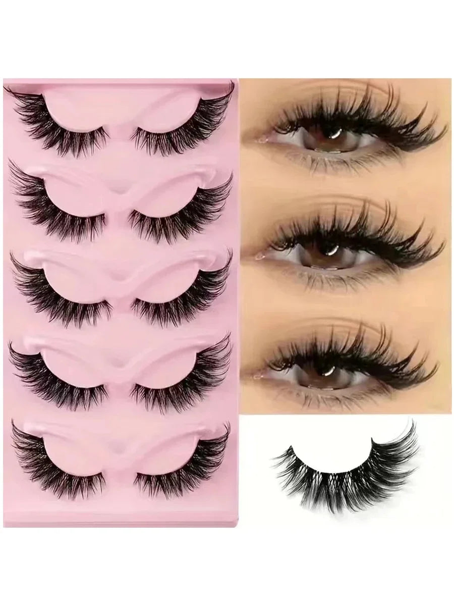 5 Pairs Cat Eye Lashes Faux Mink Eyelashes  Eye Elongated False Eyelashes