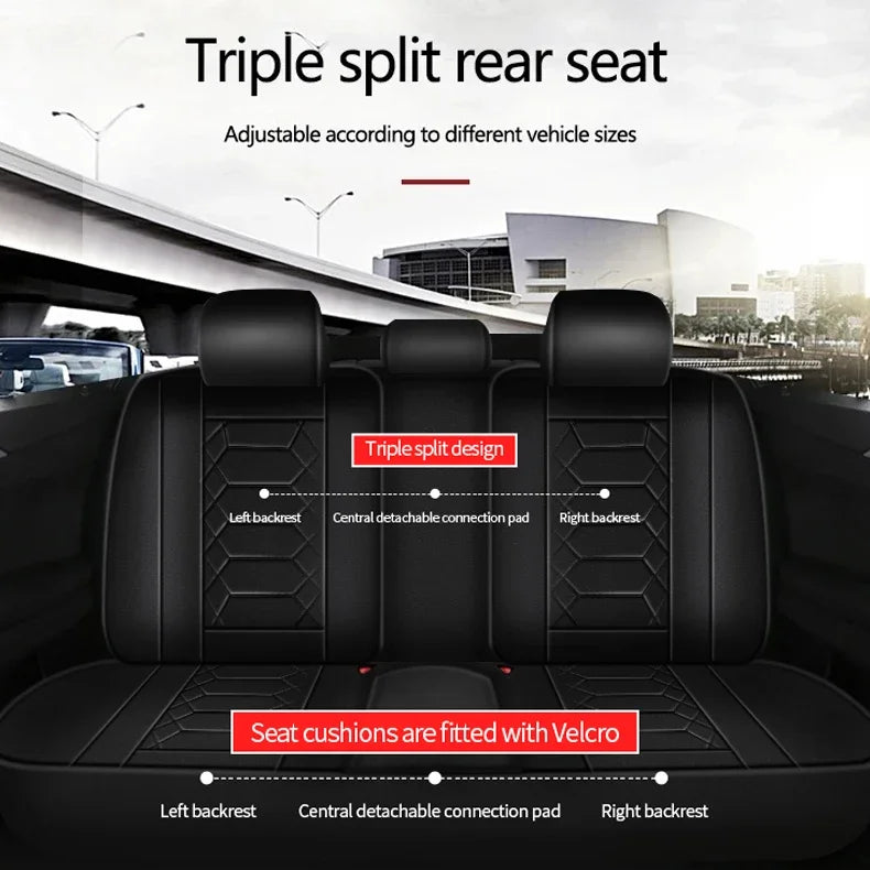 4 Pc Custom Luxury Breathable 3D Four Season Universal PU Leather Car Seat Cover Full Set